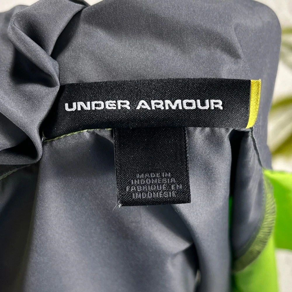 Under Armor Mock Neck Windbreaker Jacket Green Gray Youth XL‎